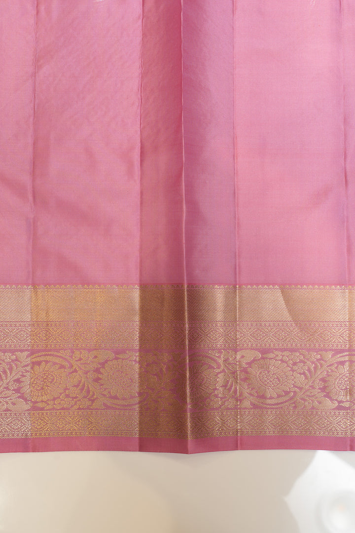 Lotus pink paisley brocade pure Kanchipuram silk saree