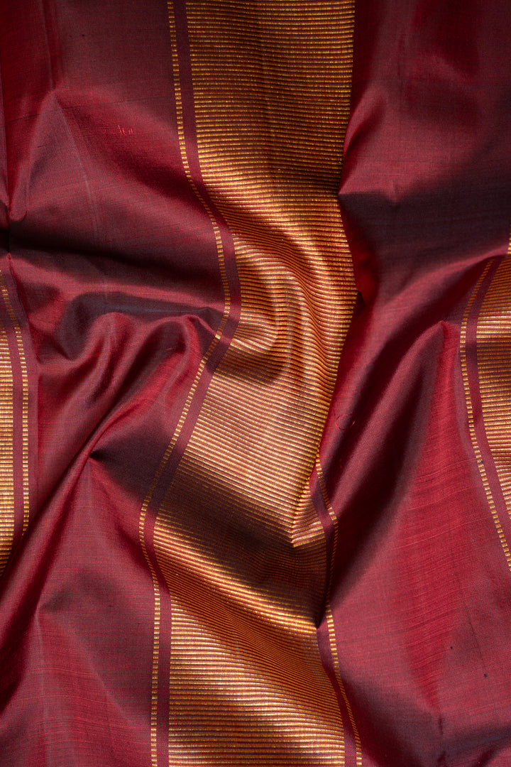 Maroon and Gold Traditional Pure Kanchipuram Silk Saree - Clio Silks