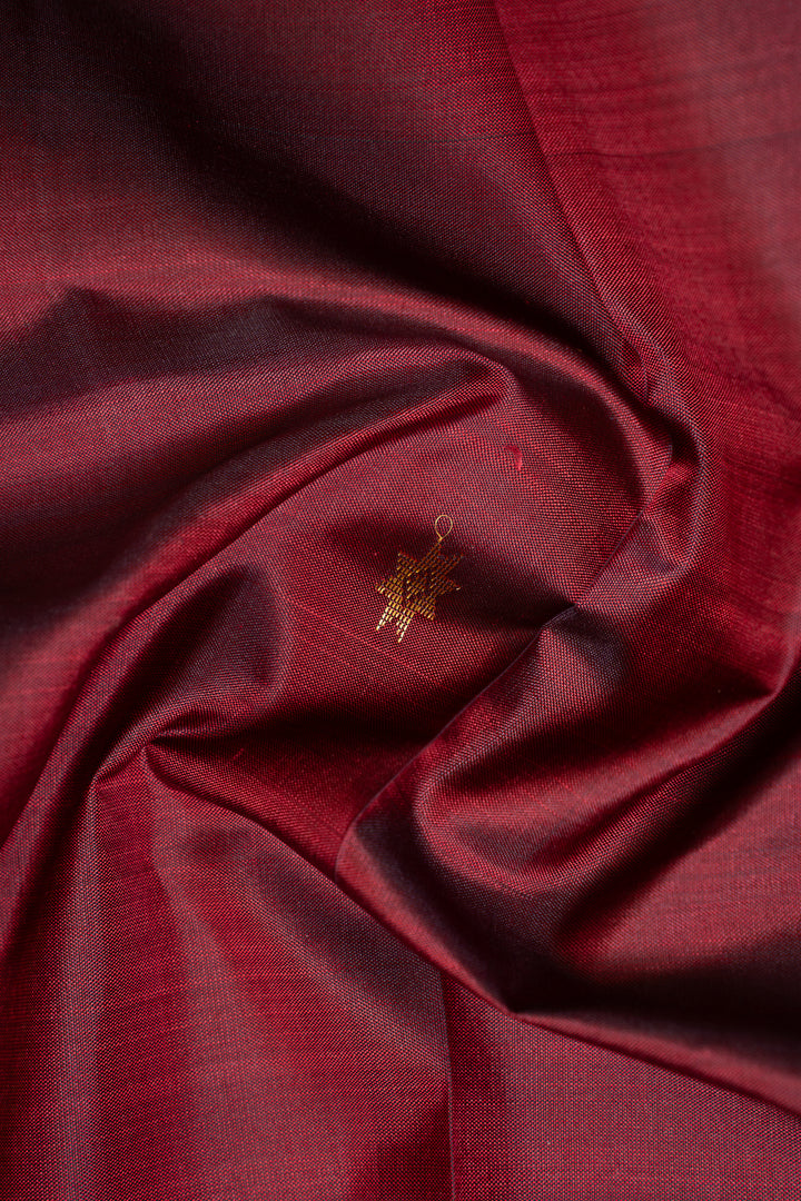 Maroon and Gold Traditional Pure Kanchipuram Silk Saree - Clio Silks