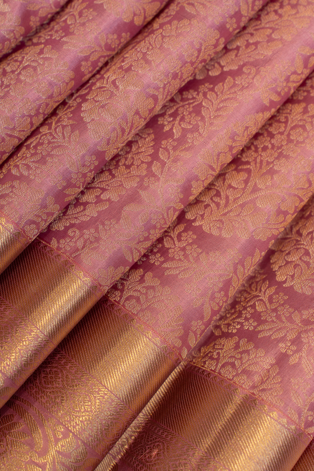 Lotus pink paisley brocade pure Kanchipuram silk saree