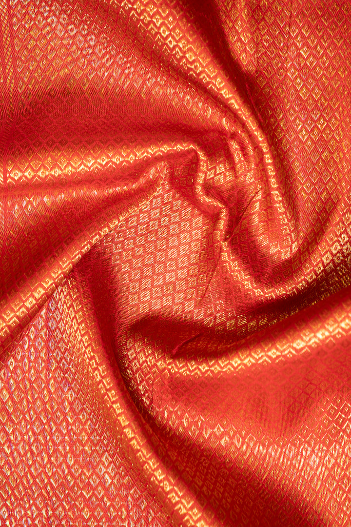 Maroon and Rust Orange Stripes Pure Zari Kanjivaram Silk Saree - Clio Silks