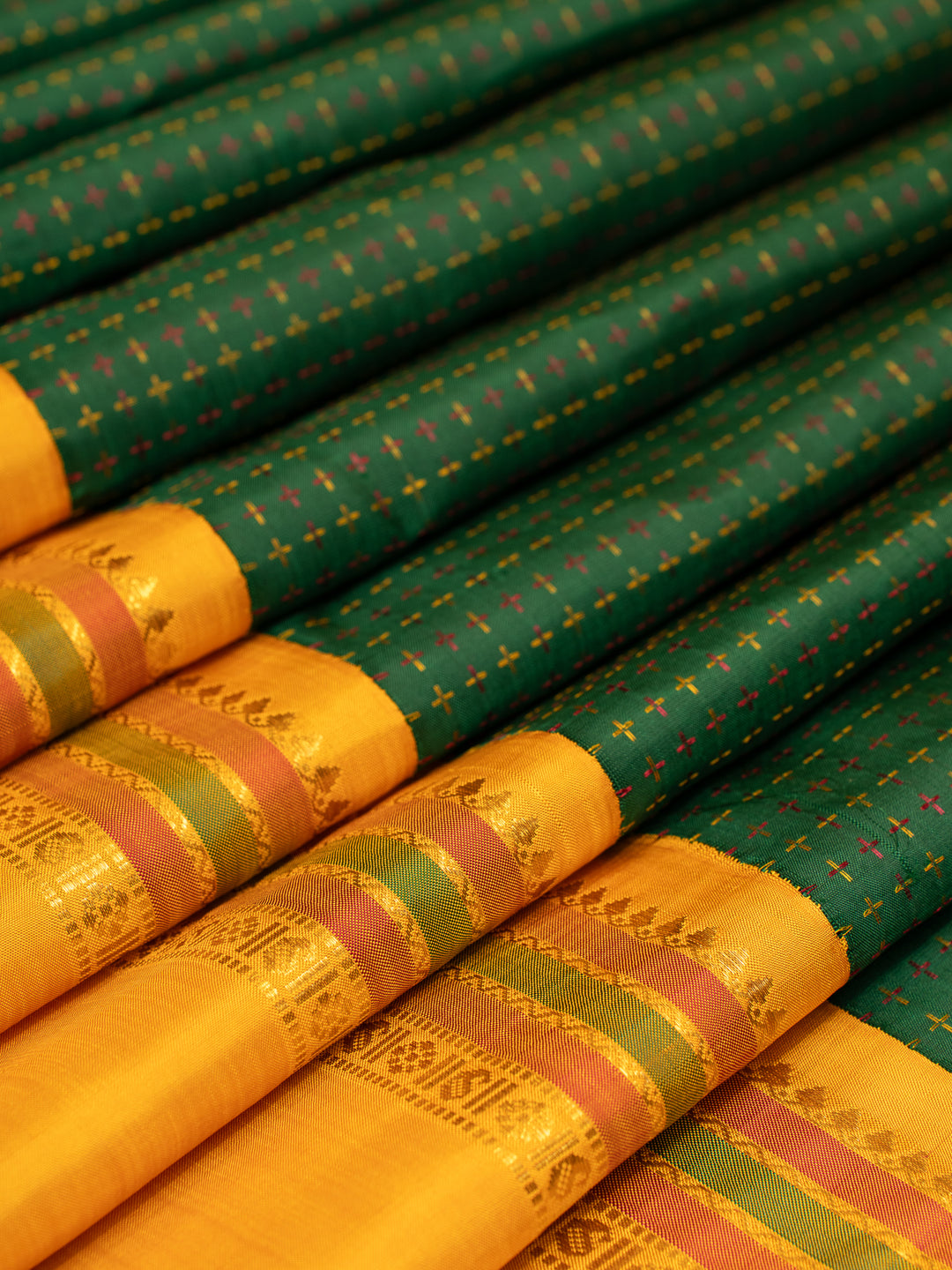 Bottle Green Plus Butta Pure Zari Kanchipuram Silk Saree