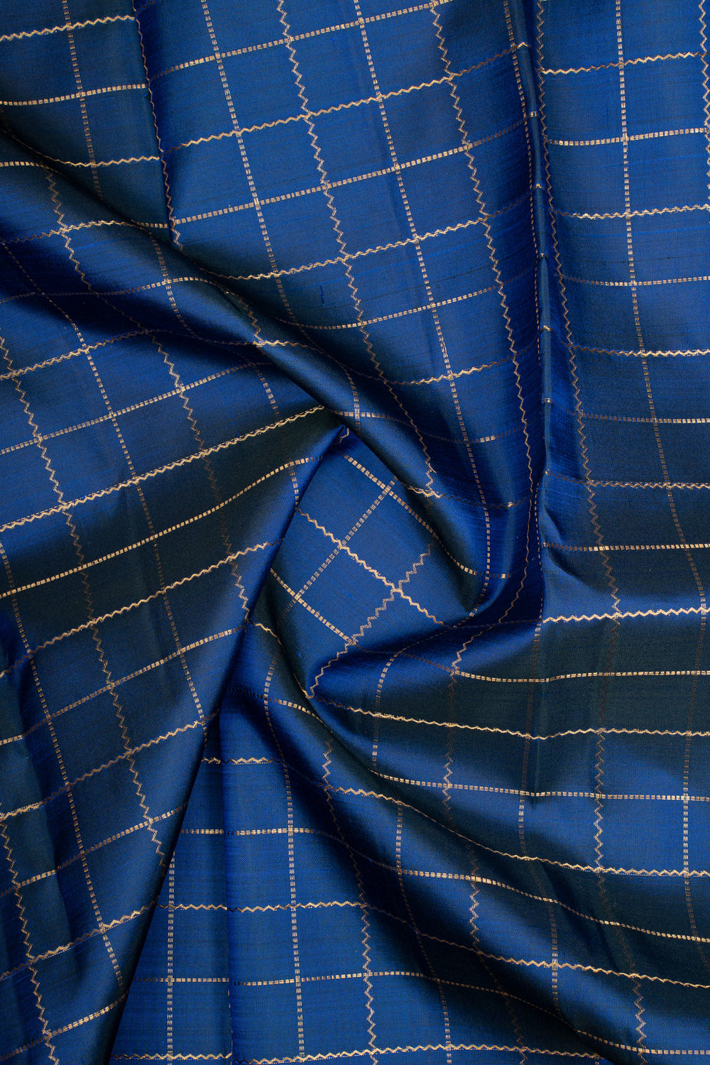 MS Blue Zari Checks Pure Kanchipuram Silk Saree
