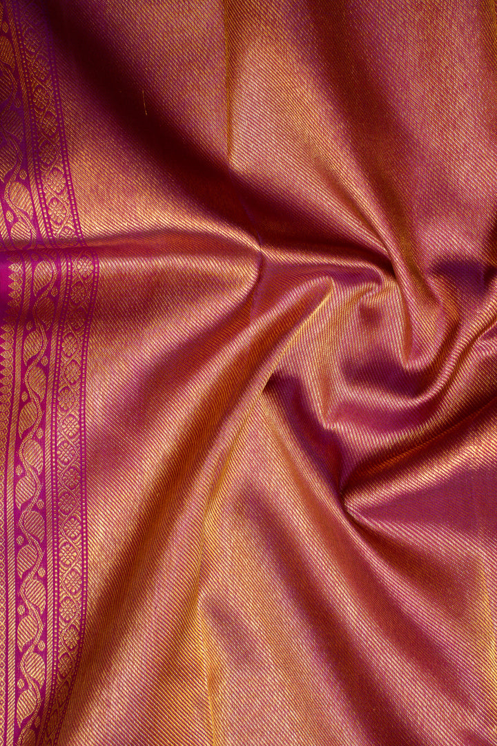 Pearl White and Purple Pure Kanchipuram Silk Saree - Clio Silks