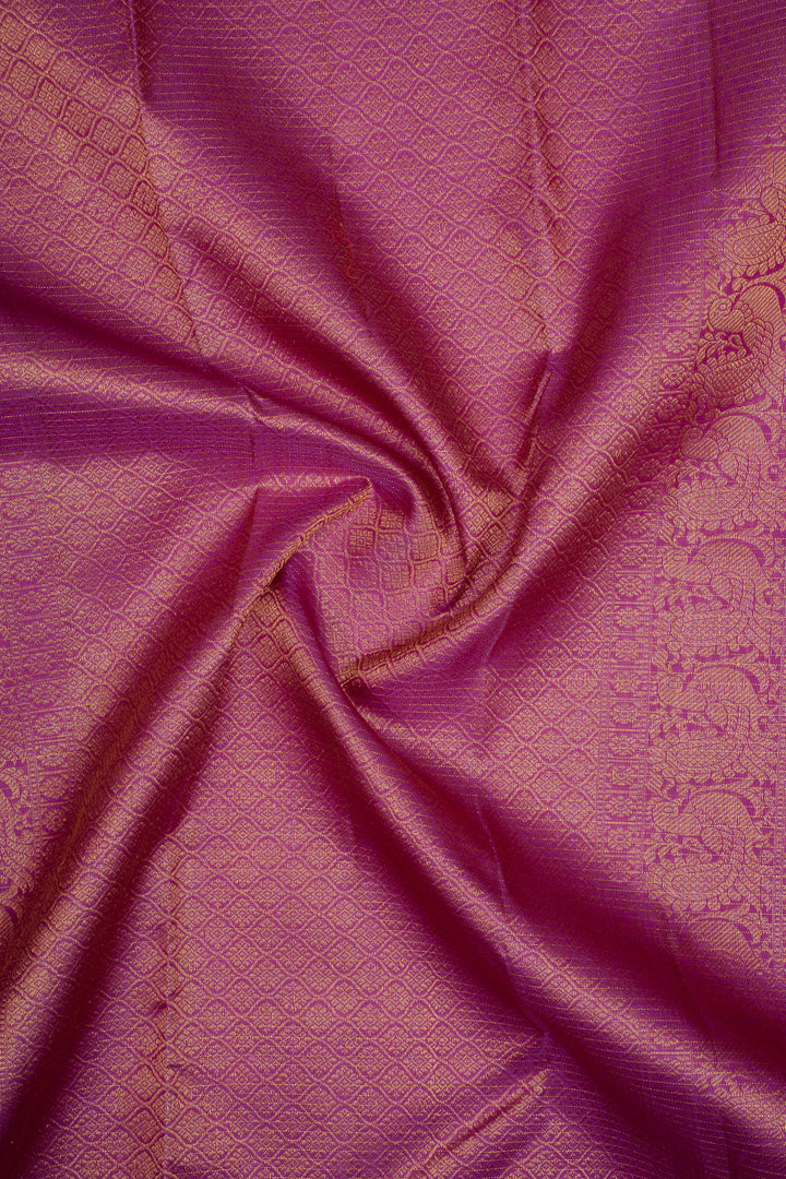 Purple Zari Checks Pure Kanchipuram Silk Saree