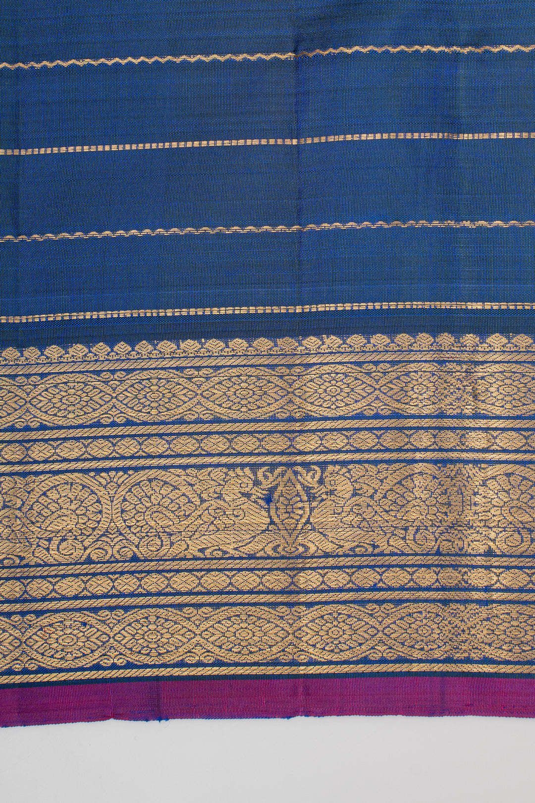 MS Blue Zari Checks Pure Kanchipuram Silk Saree