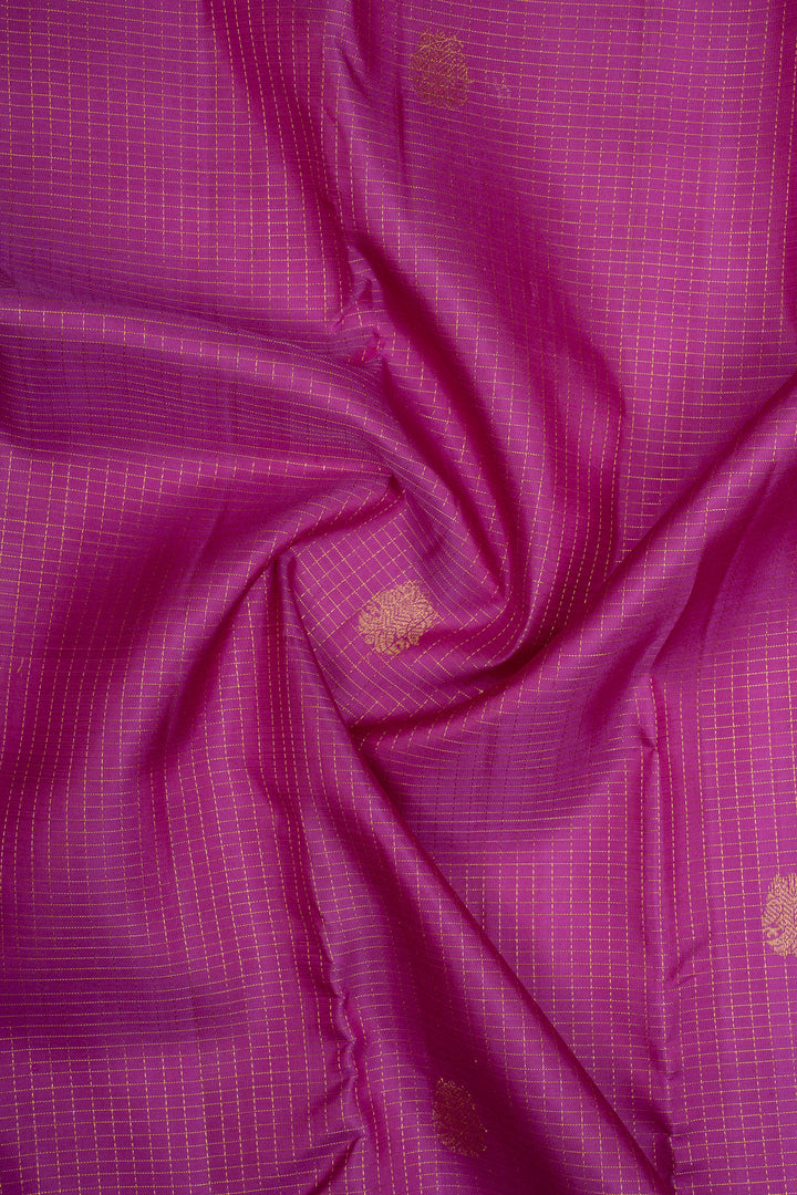 Purple Zari Checks Pure Kanchipuram Silk Saree