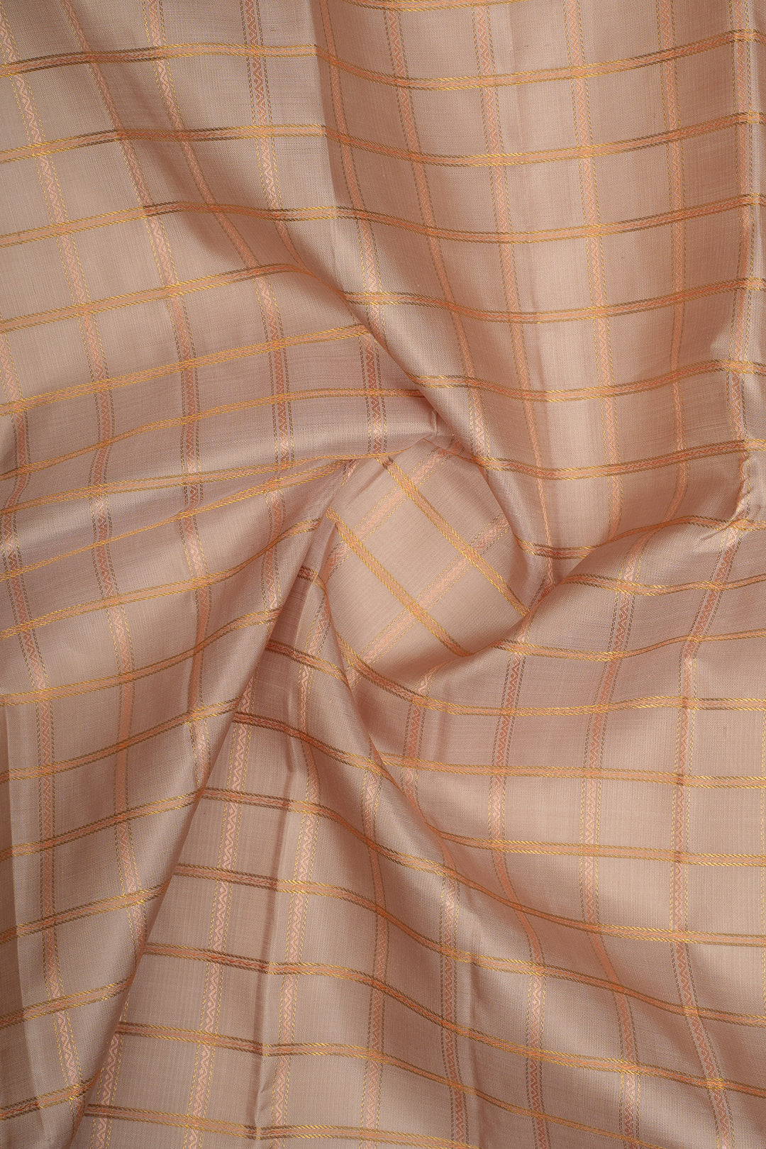 Oyster Pink and Maroon Zari Checks Pure Kanchipuram Silk Saree