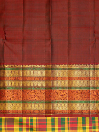 Multi Checks Palum Pazhamum Korvai Pure Zari Kanchipuram Silk Saree