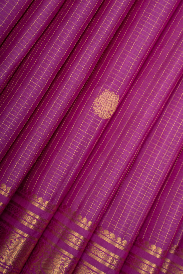 Purple Zari Checks Pure Kanchipuram Silk Saree
