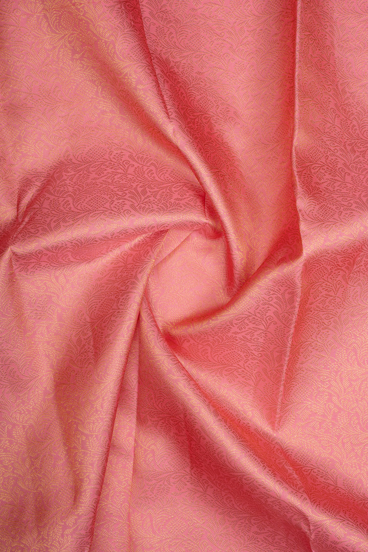 Baby Pink Floral Brocade Pure Kanchipuram Silk Saree