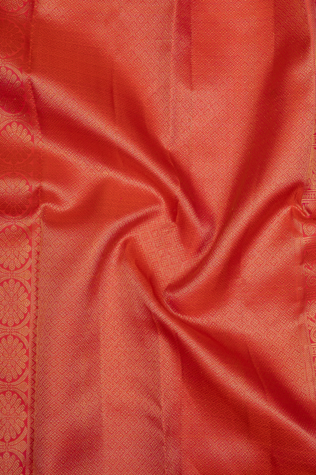Peach Orange Vairaoosi Pure Kanchipuram Silk Saree