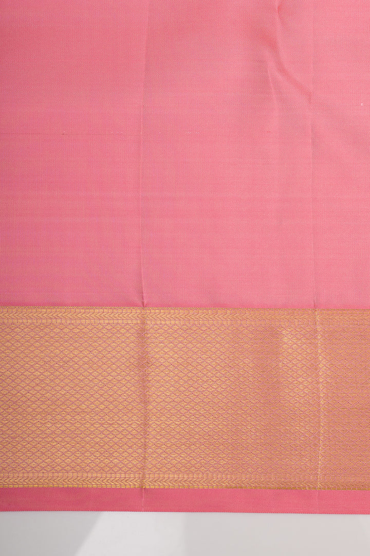 Baby Pink Floral Brocade Pure Kanchipuram Silk Saree