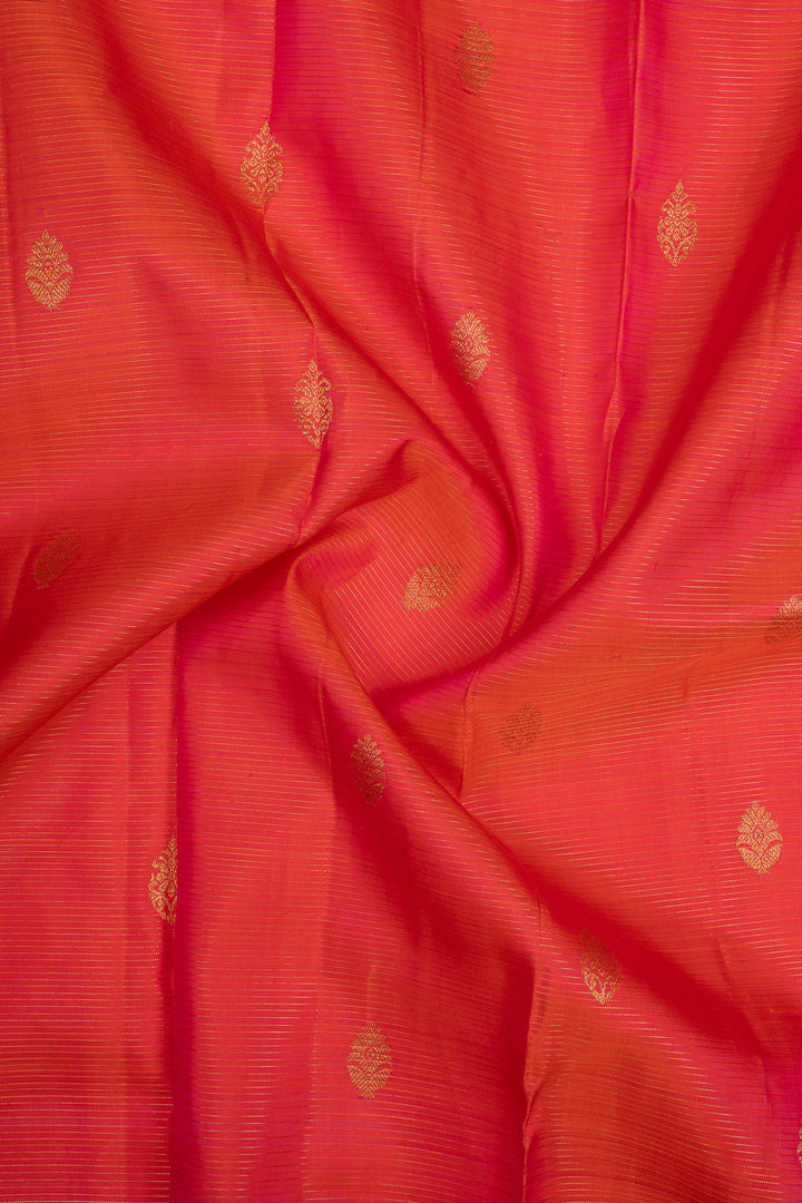 Peach Orange Vairaoosi Pure Kanchipuram Silk Saree