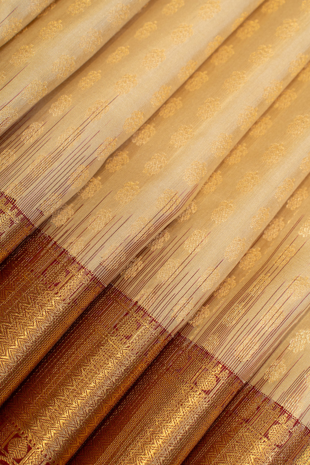 Beige and maroon lakshadeepam pure soft silk saree