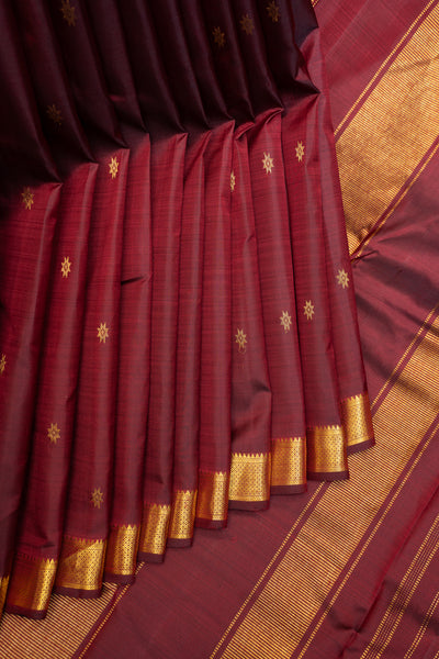 Maroon and Gold Traditional Pure Kanchipuram Silk Saree - Clio Silks