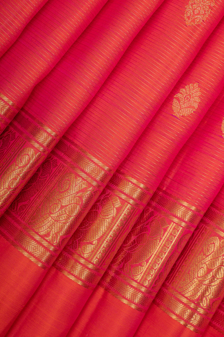 Peach Orange Vairaoosi Pure Kanchipuram Silk Saree
