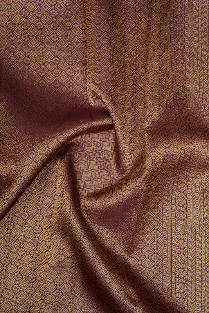 Wine Purple Brocade Pure Kanchipuram Silk Saree