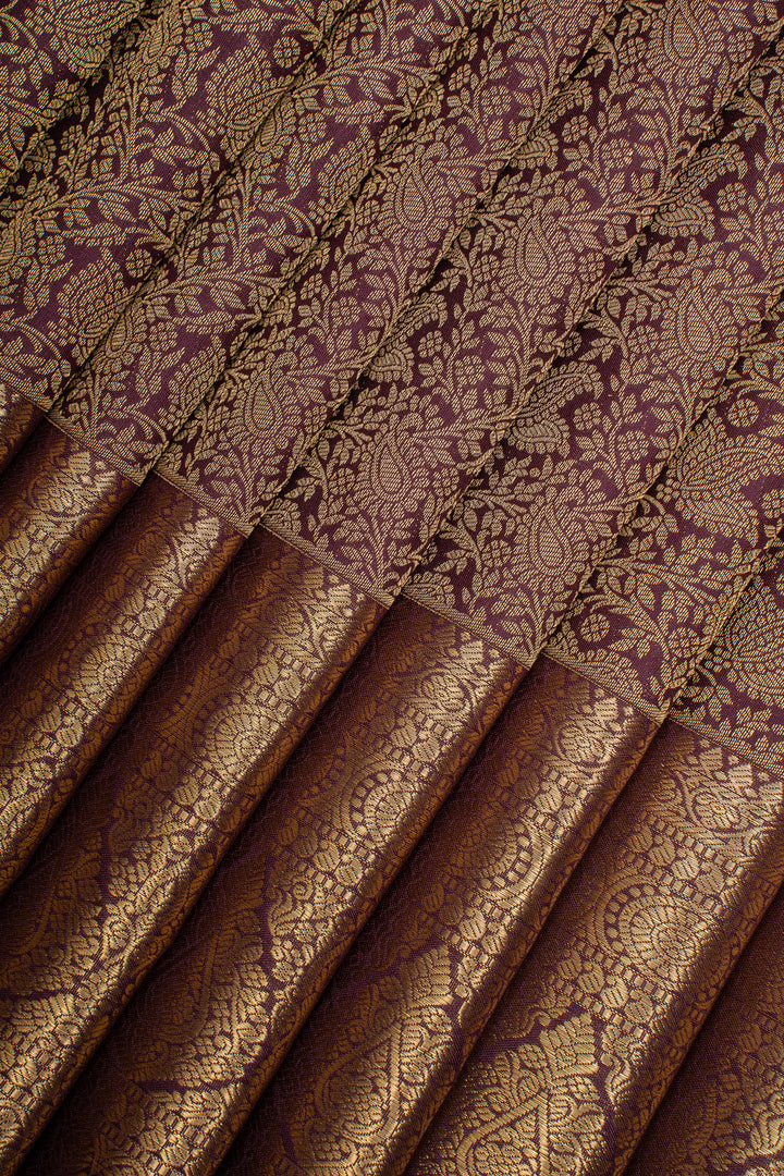 Wine Purple Brocade Pure Kanchipuram Silk Saree