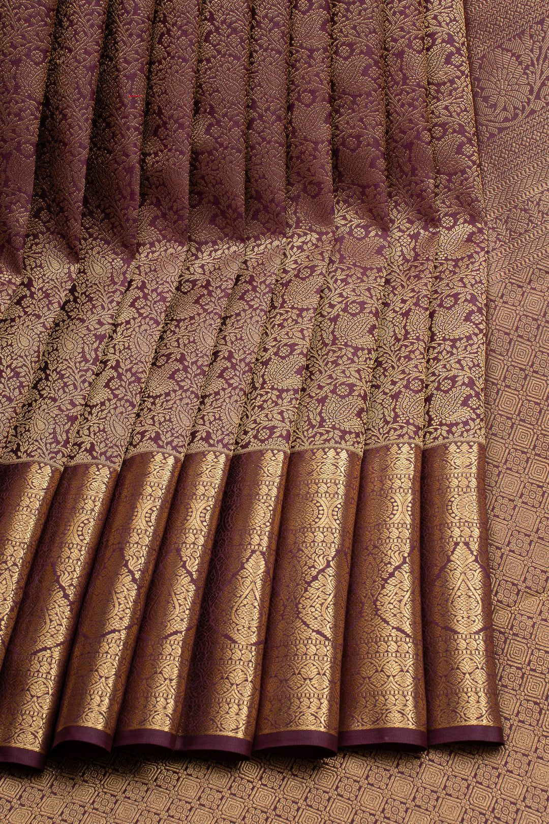 Wine Purple Brocade Pure Kanchipuram Silk Saree