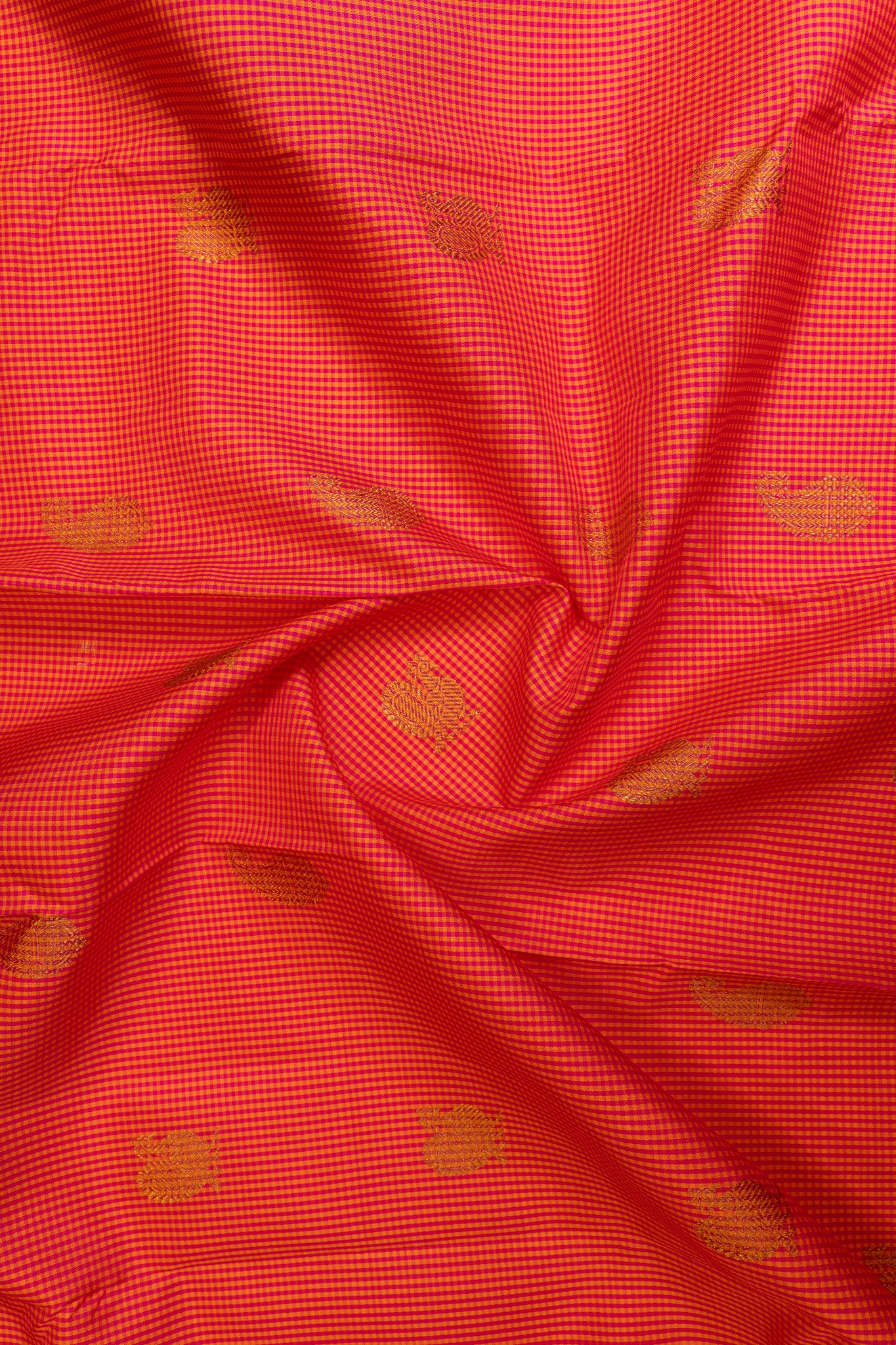 Pink and orange podikattam pure zari Kanchipuram silk saree