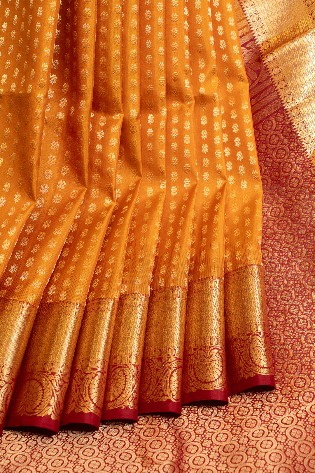 Orange and maroon lakshadeepam pure soft silk saree