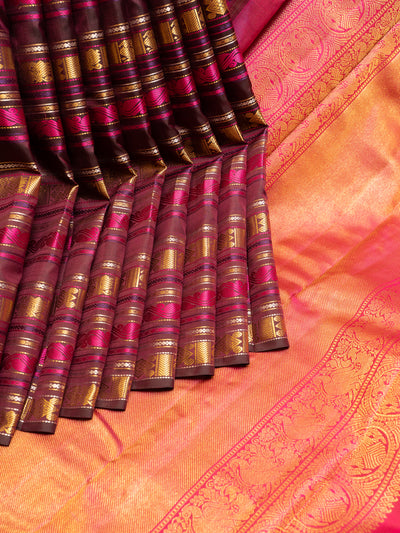 Jamun Varisaipettu Pure Zari Kanchipuram Silk Saree