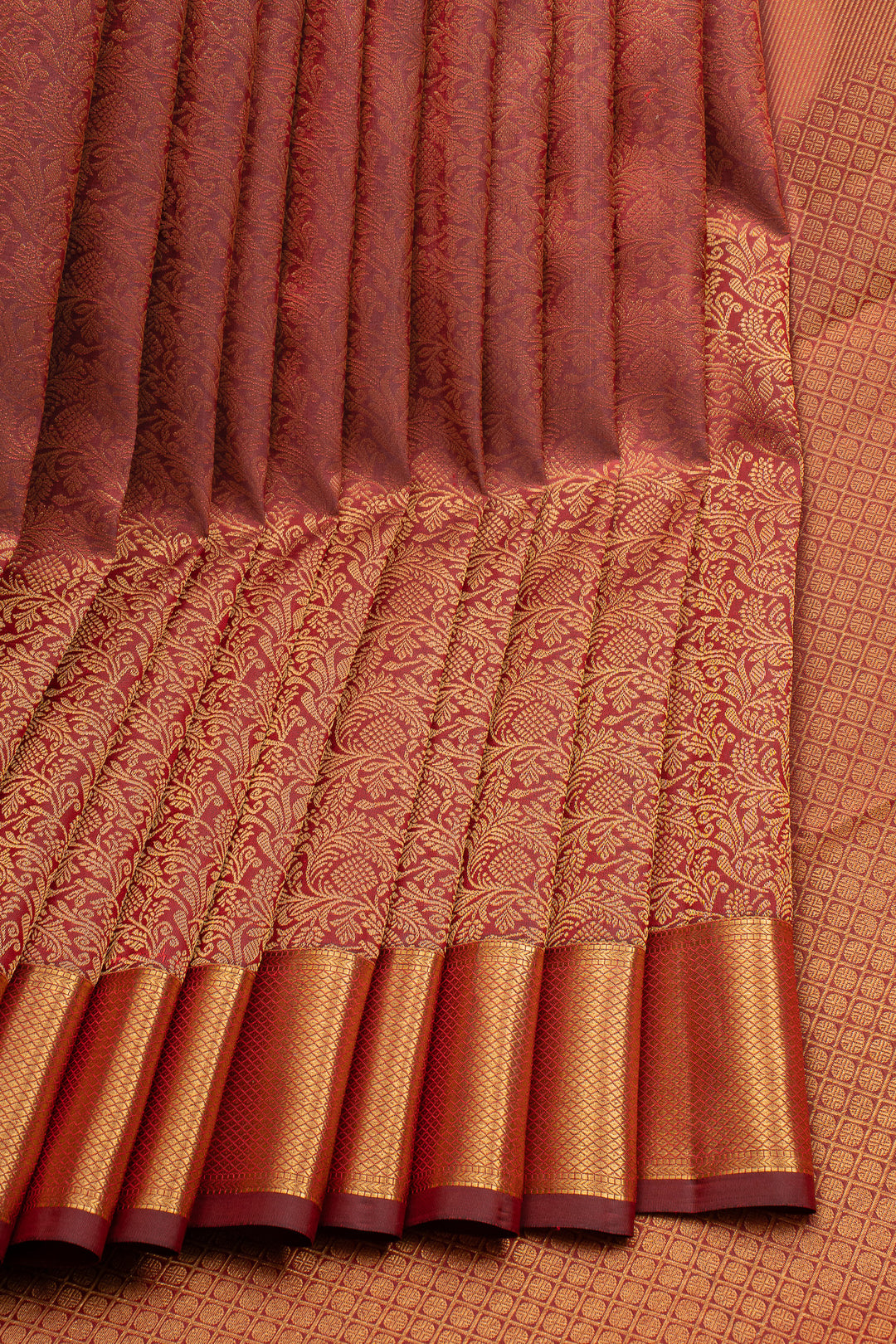 Maroon Brocade Pure Kanchipuram Silk Saree
