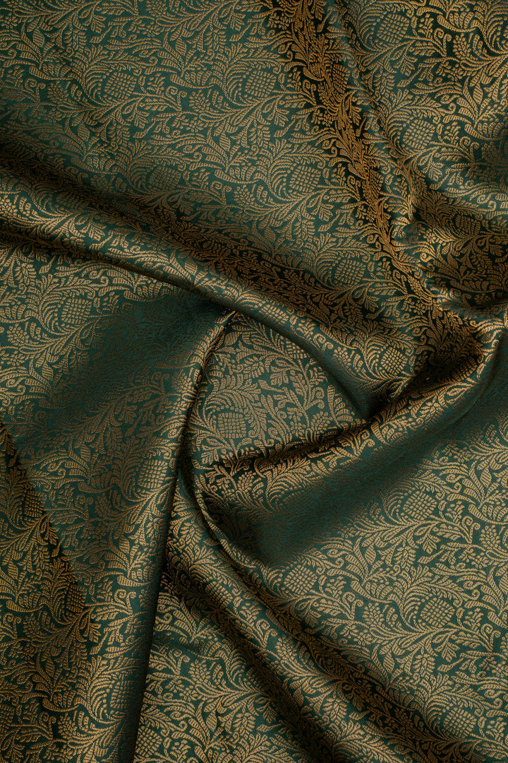 Bottle Green Brocade Pure Kanchipuram Silk Saree