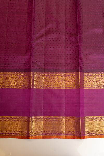 Elaichi green veldhari checks pure zari Kanchipuram silk saree