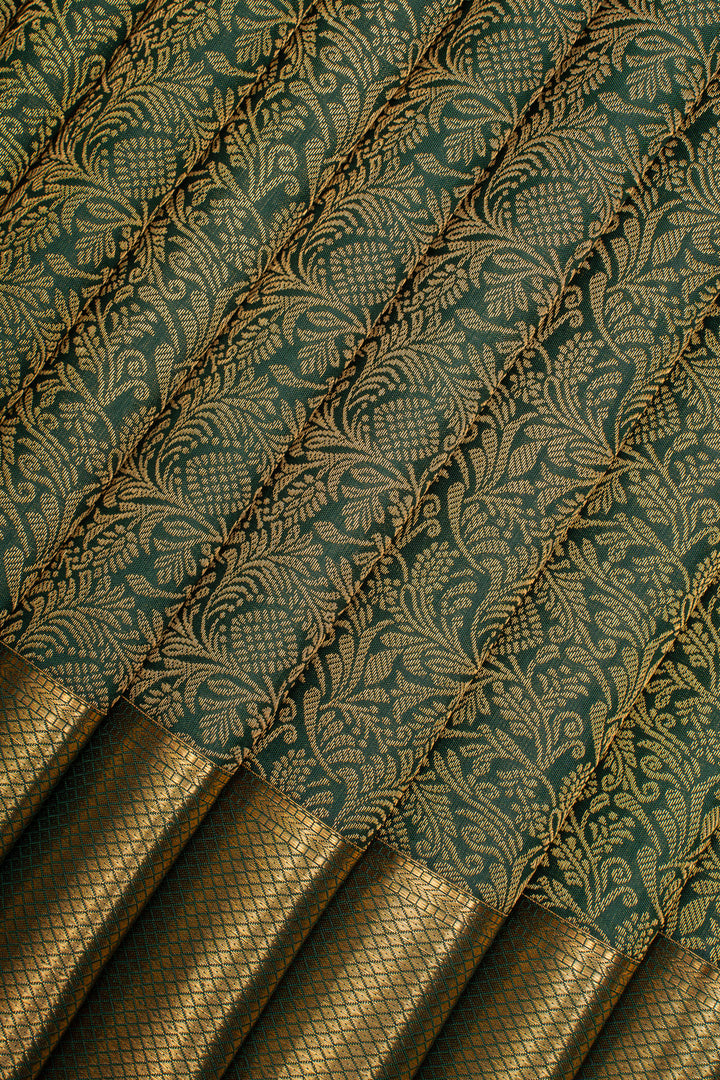 Bottle Green Brocade Pure Kanchipuram Silk Saree