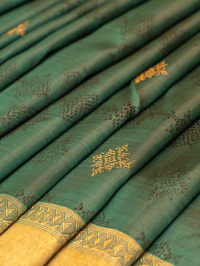 Majestic Green Kasuti Pure Zari Kanchipuram Silk Saree&nbsp;