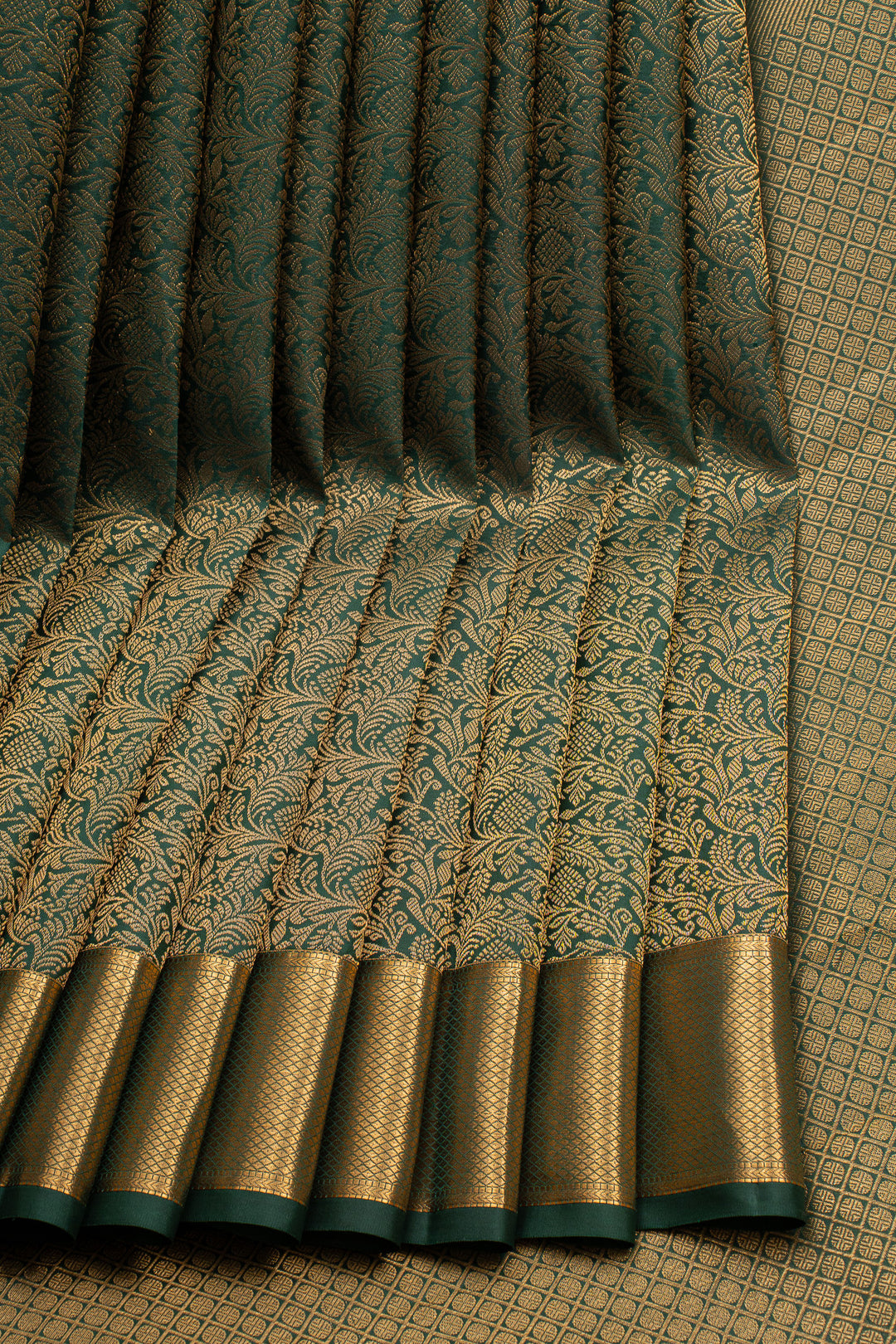 Bottle Green Brocade Pure Kanchipuram Silk Saree