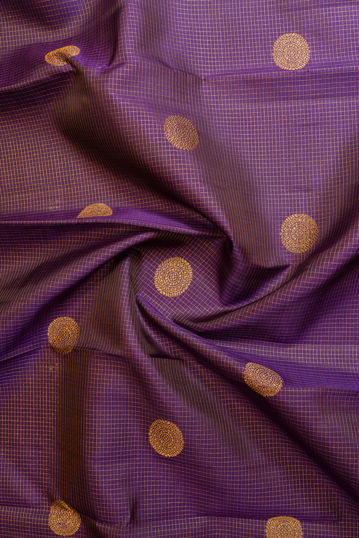 Purple vairaoosi checks Ganga Jamuna pure zari Kanchipuram silk saree
