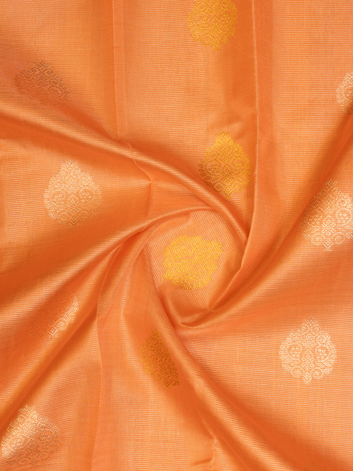 Peach Zari Seer Pure Kanchipuram Silk Saree