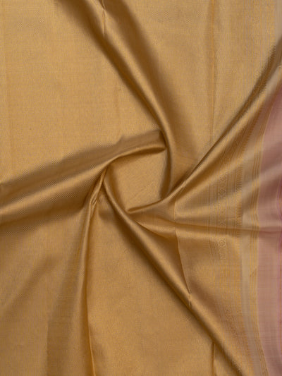 Lotus pink and ivory rettai pettu pure Kanchipuram &nbsp;silk saree