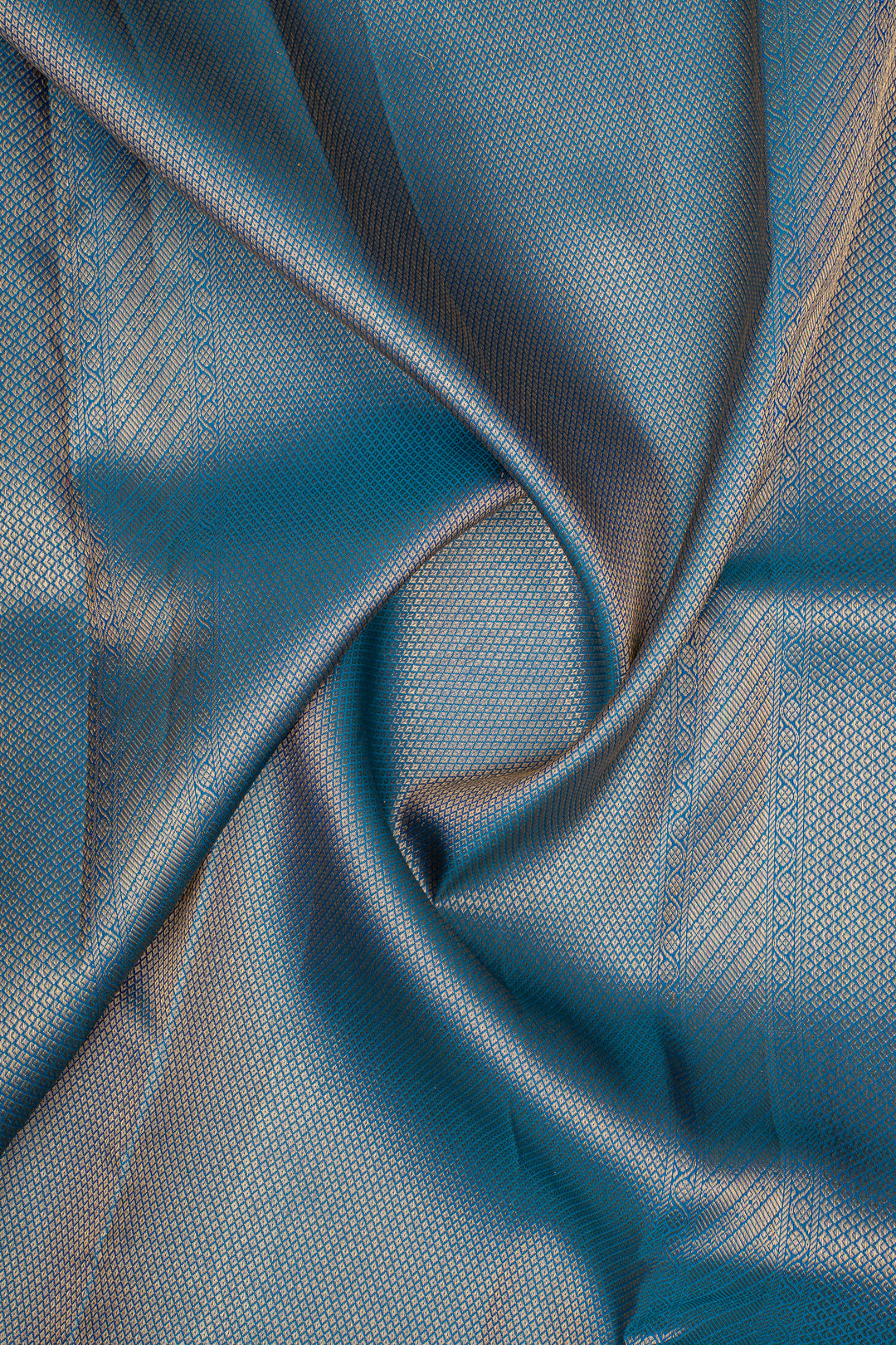 Peacock Blue Brocade Pure Kanchipuram Silk Saree