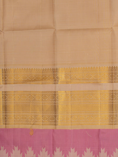 Lotus pink and ivory rettai pettu pure Kanchipuram &nbsp;silk saree