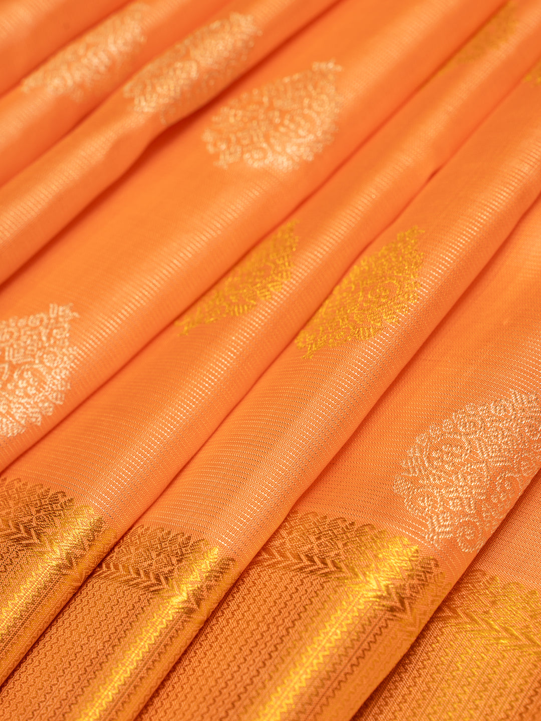 Peach Zari Seer Pure Kanchipuram Silk Saree
