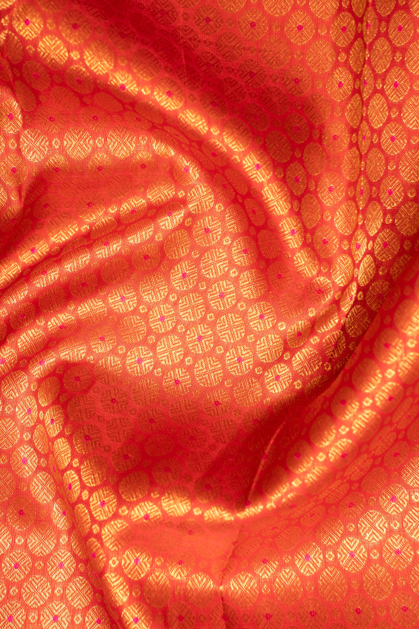 Reddish Orange Pure Zari Minakari Brocade Kanchipuram Silk Saree - Clio Silks