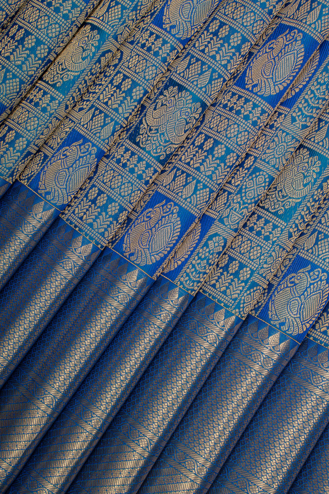 Peacock Blue Brocade Pure Kanchipuram Silk Saree