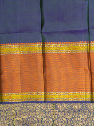 Peacock blue thread brocade pure Kanchipuram silk saree