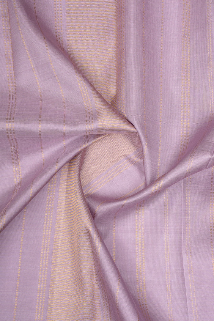 Off White and Lilac Handpainted Pure Kanchipuram Silk Saree