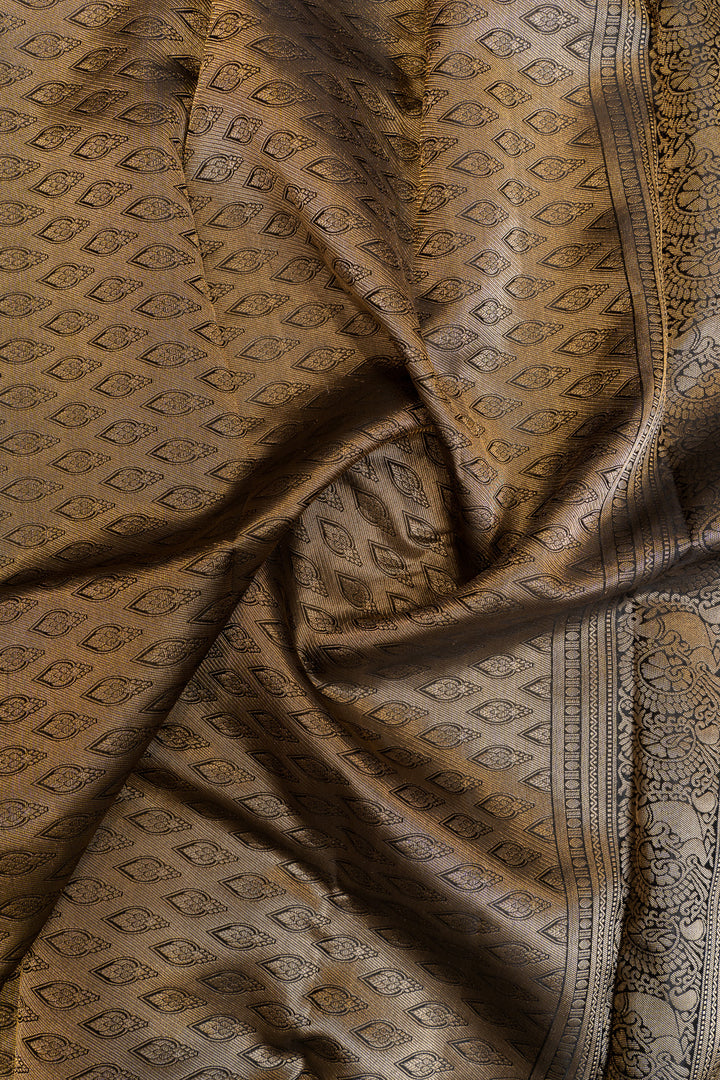 Black brocade pure Kanchipuram silk saree