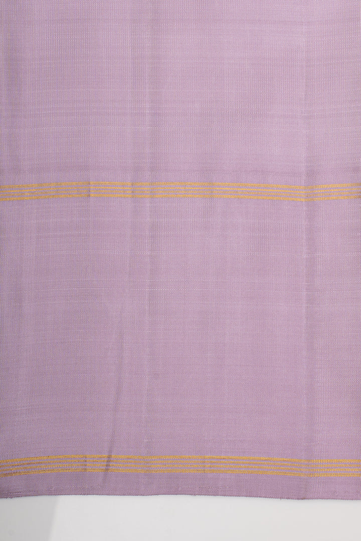 Off White and Lilac Handpainted Pure Kanchipuram Silk Saree