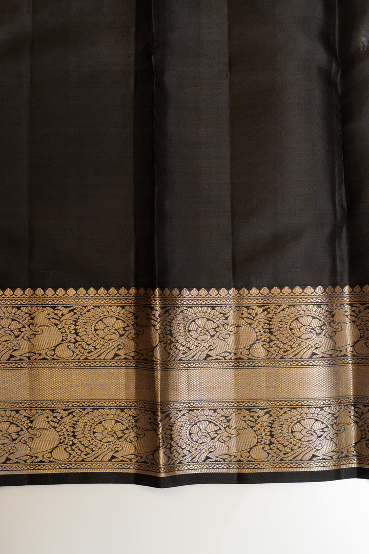 Black brocade pure Kanchipuram silk saree