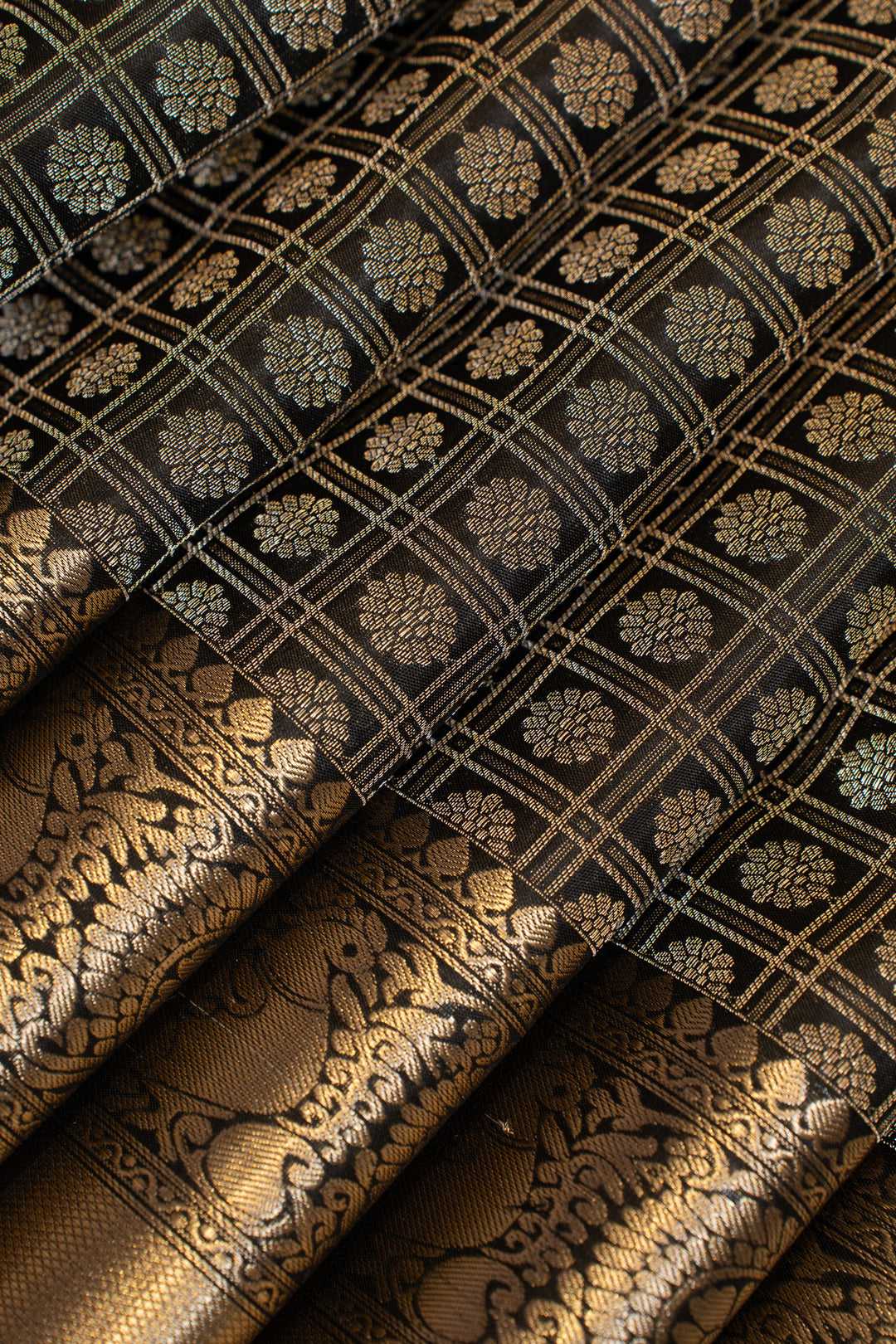 Black brocade pure Kanchipuram silk saree