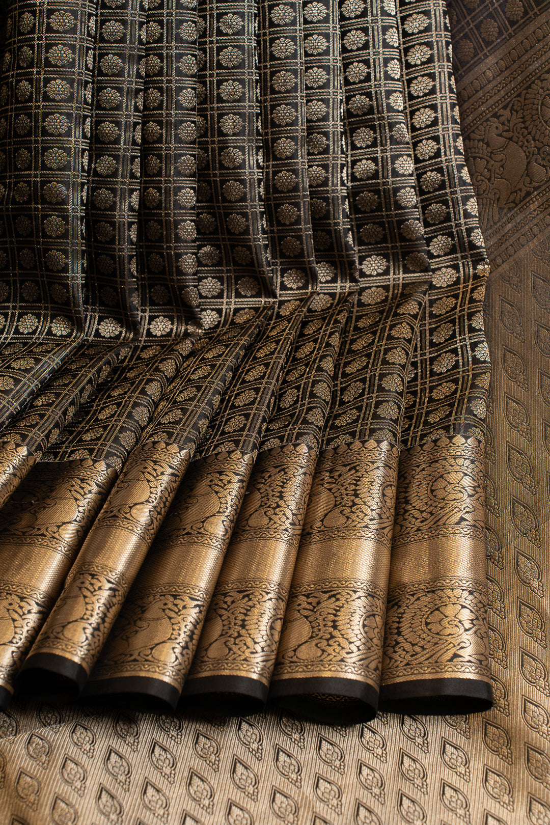 Black brocade pure Kanchipuram silk saree