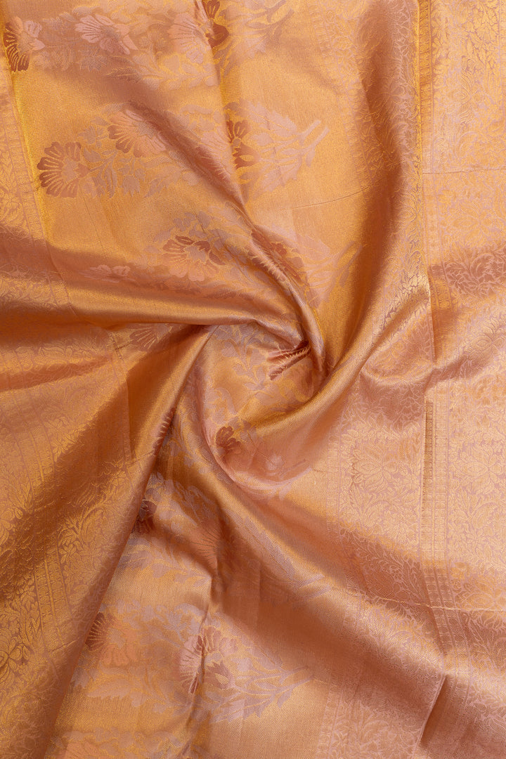 Dusty pink brocade pure Kanchipuram silk saree