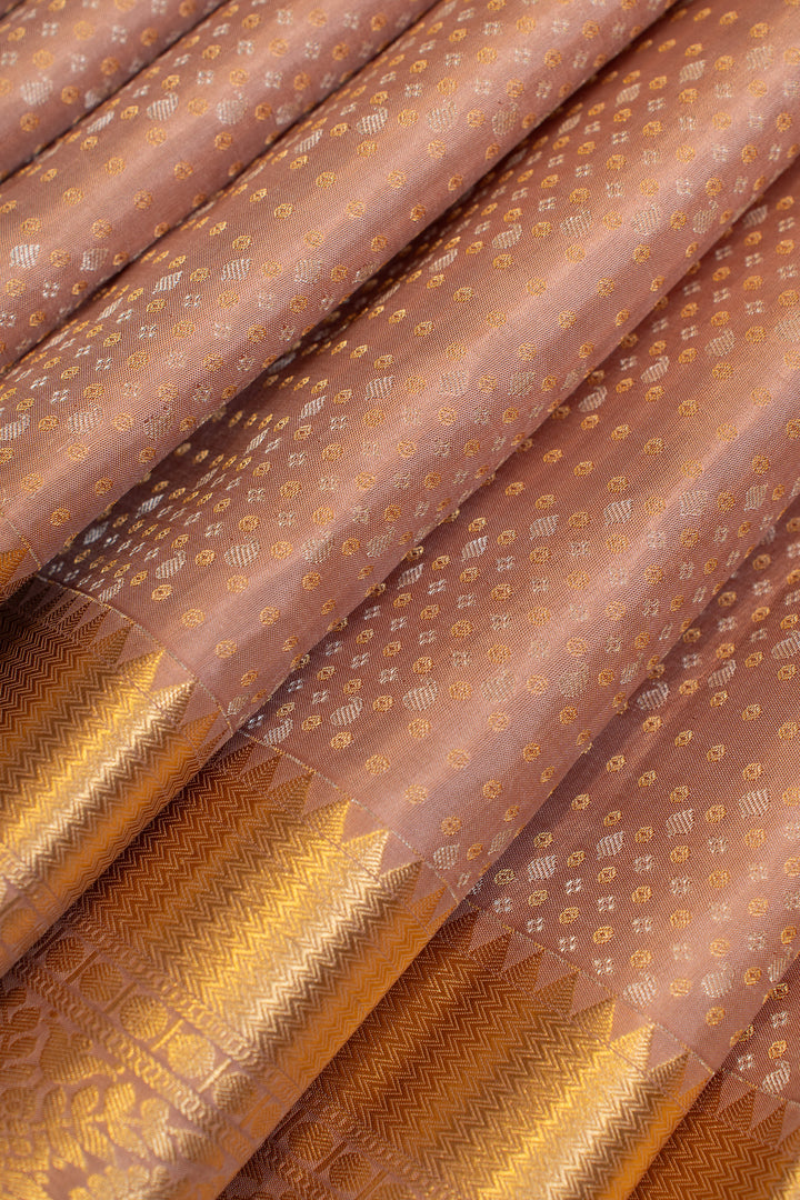 Dusty pink brocade pure Kanchipuram silk saree